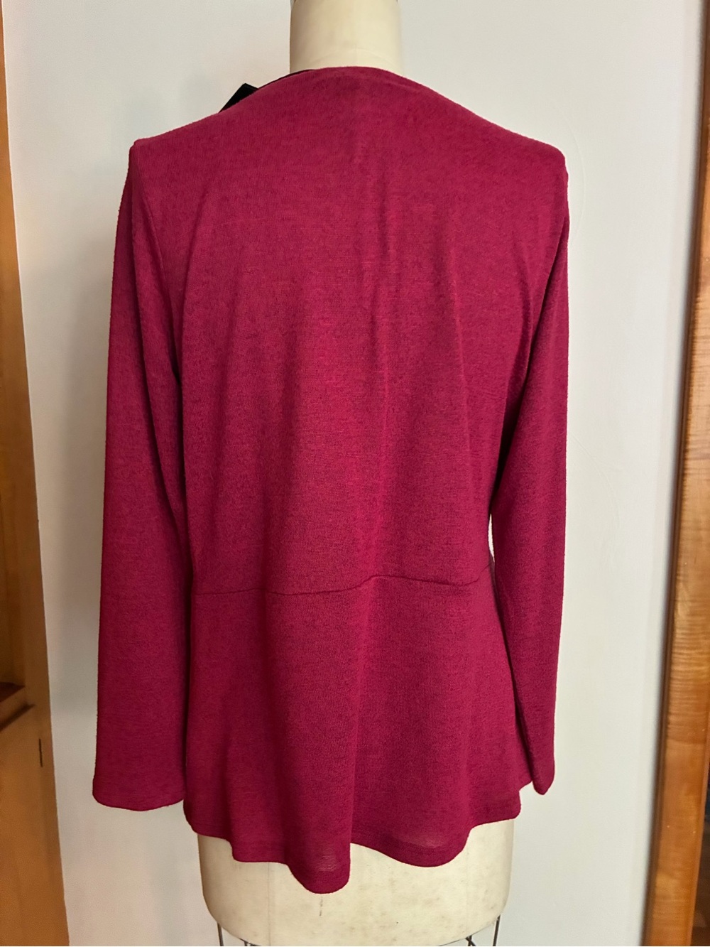 DG2 Diane Gilman Heather Pink Berry Wrap-Style Front Asymmetrical Peplum - Picture 8 of 9